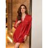 Ekouaer Satin Nightgowns for Women Button Down Sleep Shirt Silk Night Shirt Long Sleeve Boyfriend Sleepwear S-3XL(Red)