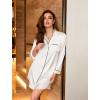 Ekouaer Satin Nightgowns for Women Button Down Sleep Shirt Silk Night Shirt Long Sleeve Boyfriend Sleepwear S-3XL(White)