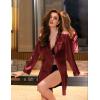 Ekouaer Satin Nightgowns for Women Button Down Sleep Shirt Silk Night Shirt Long Sleeve Boyfriend Sleepwear S-3XL(Wine Red)