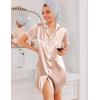 Ekouaer Silk Nightgowns for Women Button Down Nightshirts Short Sleeve Sleepshirts Sexy Nightdress Satin Sleepwear(Champagne)