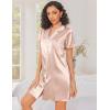 Ekouaer Silk Nightgowns for Women Button Down Nightshirts Short Sleeve Sleepshirts Sexy Nightdress Satin Sleepwear(Champagne)