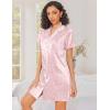 Ekouaer Silk Nightgowns for Women Button Down Nightshirts Short Sleeve Sleepshirts Sexy Nightdress Satin Sleepwear(Pink Leopard)