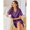 Ekouaer Silk Nightgowns for Women Button Down Nightshirts Short Sleeve Sleepshirts Sexy Nightdress Satin Sleepwear(Purple)