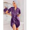 Ekouaer Silk Nightgowns for Women Button Down Nightshirts Short Sleeve Sleepshirts Sexy Nightdress Satin Sleepwear(Purple)