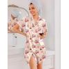 Ekouaer Silk Nightgowns for Women Button Down Nightshirts Short Sleeve Sleepshirts Sexy Nightdress Satin Sleepwear(Teddy Bear Cherry)