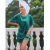 Ekouaer Silk Sleep Shirts for Women Satin Nightshirt Tshirt Nightgown Sleepwear Shirt Dress With Chest Pocket S-2XL(Blue Green)