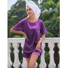 Ekouaer Silk Sleep Shirts for Women Satin Nightshirt Tshirt Nightgown Sleepwear Shirt Dress With Chest Pocket S-2XL(Bright Purple)