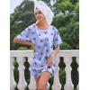 Ekouaer Silk Sleep Shirts for Women Satin Nightshirt Tshirt Nightgown Sleepwear Shirt Dress With Chest Pocket S-2XL(Butterfly Blue)