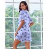 Ekouaer Silk Sleep Shirts for Women Satin Nightshirt Tshirt Nightgown Sleepwear Shirt Dress With Chest Pocket S-2XL(Butterfly Blue)