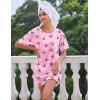Ekouaer Silk Sleep Shirts for Women Satin Nightshirt Tshirt Nightgown Sleepwear Shirt Dress With Chest Pocket S-2XL(Butterfly Deep Pink)
