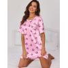 Ekouaer Silk Sleep Shirts for Women Satin Nightshirt Tshirt Nightgown Sleepwear Shirt Dress With Chest Pocket S-2XL(Butterfly Deep Pink)
