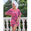 Ekouaer Silk Sleep Shirts for Women Satin Nightshirt Tshirt Nightgown Sleepwear Shirt Dress With Chest Pocket S-2XL(Butterfly Rose)