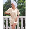 Ekouaer Silk Sleep Shirts for Women Satin Nightshirt Tshirt Nightgown Sleepwear Shirt Dress With Chest Pocket S-2XL(Champagne)