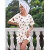 Ekouaer Silk Sleep Shirts for Women Satin Nightshirt Tshirt Nightgown Sleepwear Shirt Dress With Chest Pocket S-2XL(Flower White)