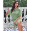 Ekouaer Silk Sleep Shirts for Women Satin Nightshirt Tshirt Nightgown Sleepwear Shirt Dress With Chest Pocket S-2XL(Grey Green)