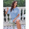Ekouaer Silk Sleep Shirts for Women Satin Nightshirt Tshirt Nightgown Sleepwear Shirt Dress With Chest Pocket S-2XL(Light Blue)