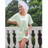 Ekouaer Silk Sleep Shirts for Women Satin Nightshirt Tshirt Nightgown Sleepwear Shirt Dress With Chest Pocket S-2XL(Light Green)