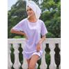 Ekouaer Silk Sleep Shirts for Women Satin Nightshirt Tshirt Nightgown Sleepwear Shirt Dress With Chest Pocket S-2XL(Lilac)