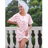 Ekouaer Silk Sleep Shirts for Women Satin Nightshirt Tshirt Nightgown Sleepwear Shirt Dress With Chest Pocket S-2XL(Pink Bow)
