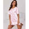 Ekouaer Silk Sleep Shirts for Women Satin Nightshirt Tshirt Nightgown Sleepwear Shirt Dress With Chest Pocket S-2XL(Pink Bow)