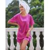 Ekouaer Silk Sleep Shirts for Women Satin Nightshirt Tshirt Nightgown Sleepwear Shirt Dress With Chest Pocket S-2XL(Rose Red)