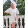 Ekouaer Silk Sleep Shirts for Women Satin Nightshirt Tshirt Nightgown Sleepwear Shirt Dress With Chest Pocket S-2XL(White)