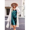 Ekouaer Women Satin Sleep Shirt Long Sleeve Nightgown Button Down Nightshirt Silk Sleepwear Soft Pajama Dress Sleep Dress(Blue Green)