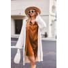Ekouaer Women Satin Sleep Shirt Long Sleeve Nightgown Button Down Nightshirt Silk Sleepwear Soft Pajama Dress Sleep Dress(Brown)