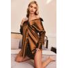 Ekouaer Women Satin Sleep Shirt Long Sleeve Nightgown Button Down Nightshirt Silk Sleepwear Soft Pajama Dress Sleep Dress(Brown)