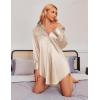 Ekouaer Women Satin Sleep Shirt Long Sleeve Nightgown Button Down Nightshirt Silk Sleepwear Soft Pajama Dress Sleep Dress(Champagne)