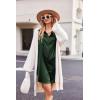 Ekouaer Women Satin Sleep Shirt Long Sleeve Nightgown Button Down Nightshirt Silk Sleepwear Soft Pajama Dress Sleep Dress(Green)