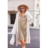 Ekouaer Women Satin Sleep Shirt Long Sleeve Nightgown Button Down Nightshirt Silk Sleepwear Soft Pajama Dress Sleep Dress(Khaki)