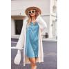 Ekouaer Women Satin Sleep Shirt Long Sleeve Nightgown Button Down Nightshirt Silk Sleepwear Soft Pajama Dress Sleep Dress(Light Blue)