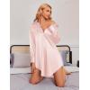 Ekouaer Women Satin Sleep Shirt Long Sleeve Nightgown Button Down Nightshirt Silk Sleepwear Soft Pajama Dress Sleep Dress(Light Pink)