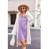 Ekouaer Women Satin Sleep Shirt Long Sleeve Nightgown Button Down Nightshirt Silk Sleepwear Soft Pajama Dress Sleep Dress(Lilac)