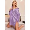 Ekouaer Women Satin Sleep Shirt Long Sleeve Nightgown Button Down Nightshirt Silk Sleepwear Soft Pajama Dress Sleep Dress(Lilac)