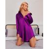Ekouaer Women Satin Sleep Shirt Long Sleeve Nightgown Button Down Nightshirt Silk Sleepwear Soft Pajama Dress Sleep Dress(Purple)