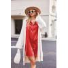 Ekouaer Women Satin Sleep Shirt Long Sleeve Nightgown Button Down Nightshirt Silk Sleepwear Soft Pajama Dress Sleep Dress(Red)