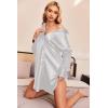 Ekouaer Women Satin Sleep Shirt Long Sleeve Nightgown Button Down Nightshirt Silk Sleepwear Soft Pajama Dress Sleep Dress(White)