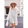 Ekouaer Women Satin Sleep Shirt Long Sleeve Nightgown Button Down Nightshirt Silk Sleepwear Soft Pajama Dress Sleep Dress(White)
