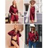 Ekouaer Women Satin Sleep Shirt Long Sleeve Nightgown Button Down Nightshirt Silk Sleepwear Soft Pajama Dress Sleep Dress(Wine Red)