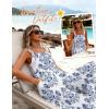 Ekouaer Women’s Casual Overalls Loose Wide Leg Jumpsuits Summer Boho Floral Printed Baggy Rompers with Pockets(White Italian Print)