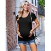 Ekouaer Womens Maternity Shirts 3 Packs Side Ruched Pregnancy Tee Top Tunic Blouse Casual Mama Clothes S-XXL(3pcs Black / Brown / White)