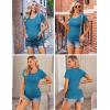 Ekouaer Womens Maternity Shirts 3 Packs Side Ruched Pregnancy Tee Top Tunic Blouse Casual Mama Clothes S-XXL(3pcs- Black + Flecking Grey + Teal)