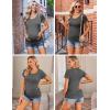 Ekouaer Womens Maternity Shirts 3 Packs Side Ruched Pregnancy Tee Top Tunic Blouse Casual Mama Clothes S-XXL(3pcs- Black + Floral 2 + White Stripe)