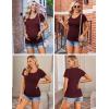 Ekouaer Womens Maternity Shirts 3 Packs Side Ruched Pregnancy Tee Top Tunic Blouse Casual Mama Clothes S-XXL(3pcs- Caramel + Wine Red + Dark Grey)