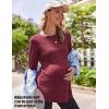 Ekouaer Women’s Maternity Shirts Long Sleeve Pregnancy Tops Casual Ribbed Knit Winter Pregnant Blouses(A Wine Red)