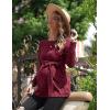 Ekouaer Women’s Maternity Shirts Long Sleeve Pregnancy Tops Casual Ribbed Knit Winter Pregnant Blouses(A Wine Red)