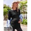 Ekouaer Women’s Maternity Shirts Long Sleeve Pregnancy Tops Casual Ribbed Knit Winter Pregnant Blouses(Black)