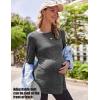 Ekouaer Women’s Maternity Shirts Long Sleeve Pregnancy Tops Casual Ribbed Knit Winter Pregnant Blouses(Medium Grey)